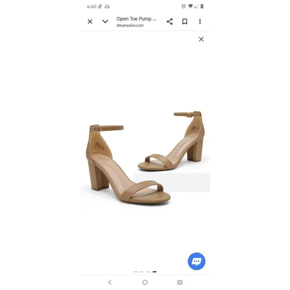 New Sz 9 Dream Pairs Chunk Nude PU Open Toe Chunky Heel Sandals Dress Shoes